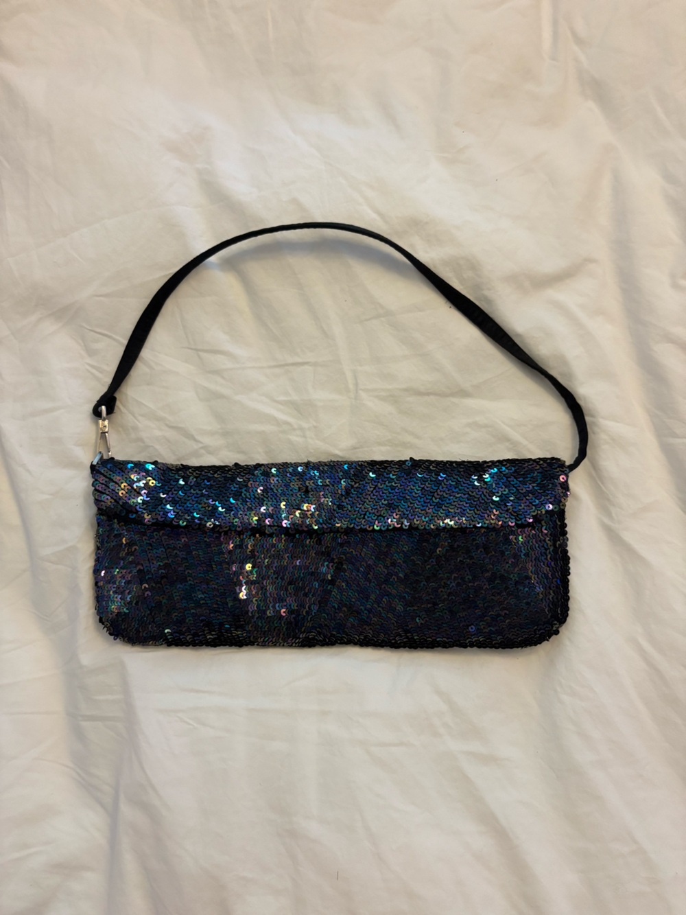 Armani Sequin Wristlet Clutch Bag in Iridescent Black